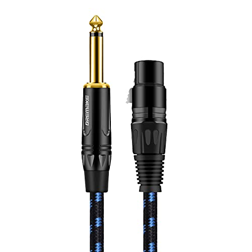 Dremake Jack 6.35mm/6,5 mm моно машко до XLR женски, 50ft 3-PIN XLR до TS 1/4 инчен интерконектен кабел, четвртина инч до XLR