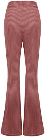 Prdecexlu панталони за одблесоци за жени кои се случајни со високи половини, контрола на цврста боја палацо панталони меки тренинзи
