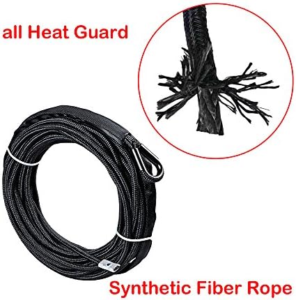 AMOPACORP 50 стапки x 1/4 инчен црн синтетички кабелски кабелски јаже заштитен ракав 7000 bs 39 карпести топлински чувари и 4 4/5 инчи алуминиум