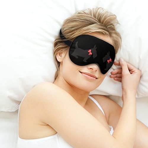 Скоти куче смешно шема печати маска за очи за очи за спиење маска за спиење со прилагодлива лента за работа за смена за спиење