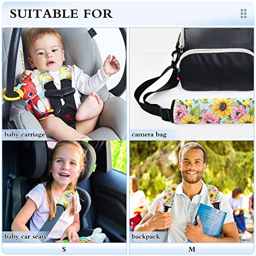 Цветни сончогледи оставаат капаци на каишот за седишта за автомобили за бебиња деца 2 парчиња ленти за седишта за автомобили,