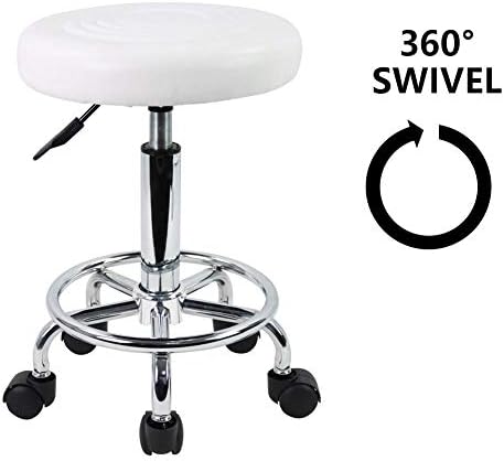 Гаража столче со тркала, прилагодлива хидраулична тркалачка вртливата салон стол столче ротација лента столче бела