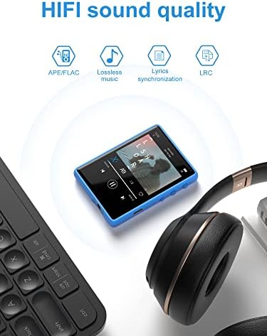 32 GB MP3 плеер, Mechen M3 Portable Digital Music Player со Bluetooth 5.0 FM радио, снимање, 2,4 екран, звук без загуби, поддршка до 128 GB ， сина