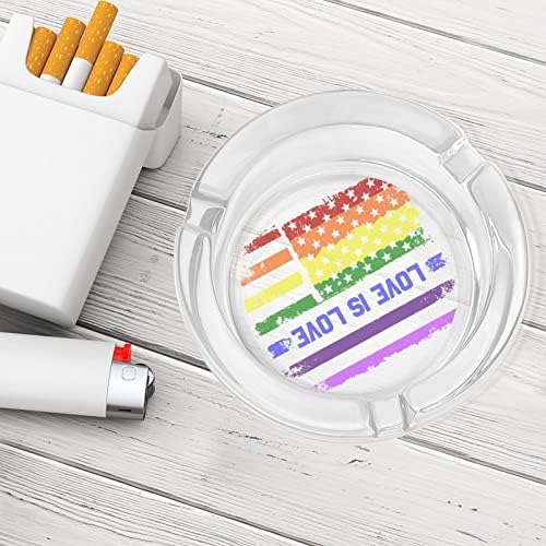 Геј гордост американско знаме ЛГБТ стакло од пепелници за цигари за ветровит ѓубре може да печати фенси фиоки за пепел за домашна канцеларија