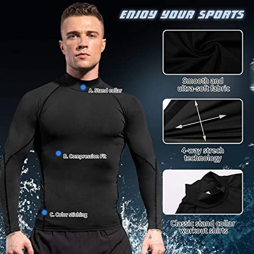 Машки кошули за компресија со долг ракав атлетски трчање кул сув врвен теренски тренинг спортски основен слој