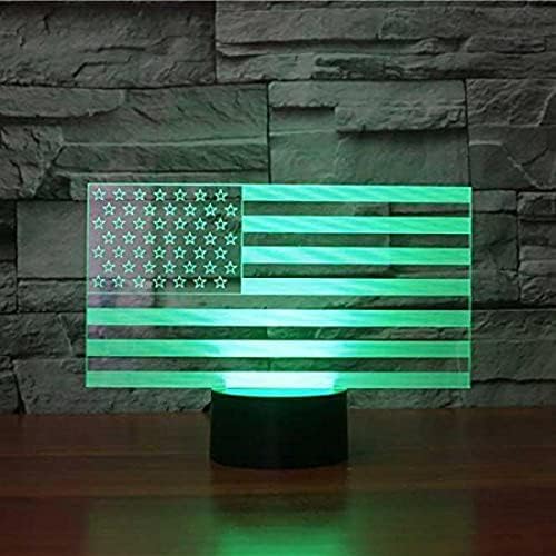 Superiorvznd 3D American Flag Lithes Night Light Light Remote Contaw Touch Table Table Desk Оптичка илузија ламби 16 светла