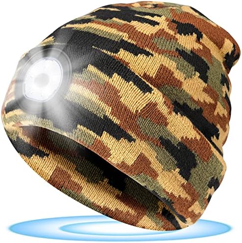 Подароци за мажи, Beanie Hat со светлина: порибување на порибници жени мажи мажи за полнење на капачето LED фенерче зимски капи за идеи за тато
