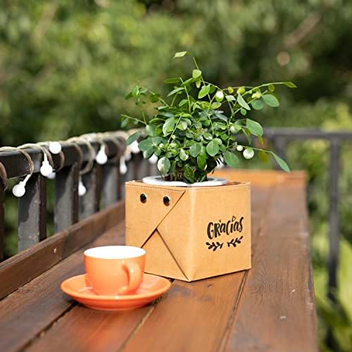 Teweiqi преклопување - Kraft - корпи за растенија за хартија за растенија во затворен саксија, корпа за складирање на кутии за складирање кафеава