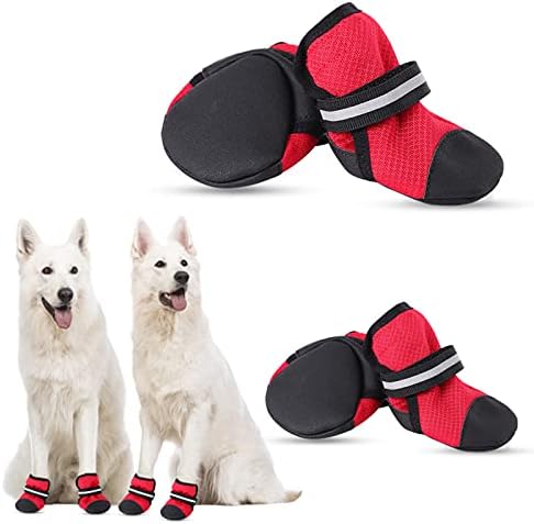 Коесон чевли за кучиња за топол тротоарот, рефлексивни летни чизми за кучиња за средни и големи раси за заштита на топлина, мека