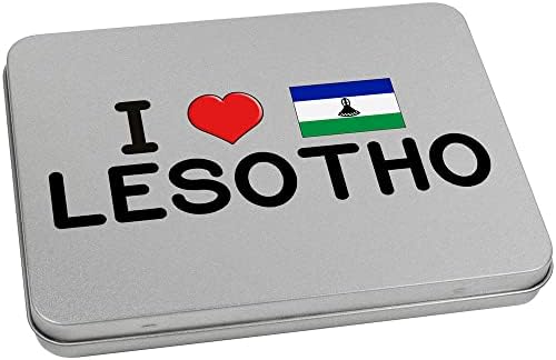 Azeeda 220mm 'Јас го сакам Лесото' Метал шаркиран калај/кутија за складирање