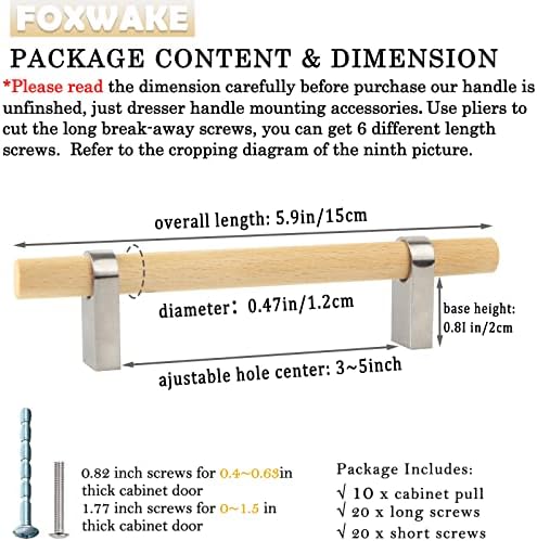Рачките на кабинетот на дрво Foxwake Повлечете 10 -та прилагодлива двојна дупка 3 ~ 5 во, модерни копчиња за облекување, хардвер за фиоки