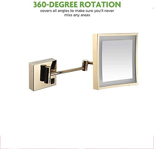 Огледало за шминкање на wallид на OneMTB, ротација на вртење од 360 степени со преглед без нарушување, флексибилен гушав и вшмукување на заклучување