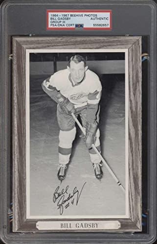 70 Бил Гадсби - 1964 година Фотографии од пчела, III хокеј картички оценети PSA автоматски - автограмирани фотографии од NHL