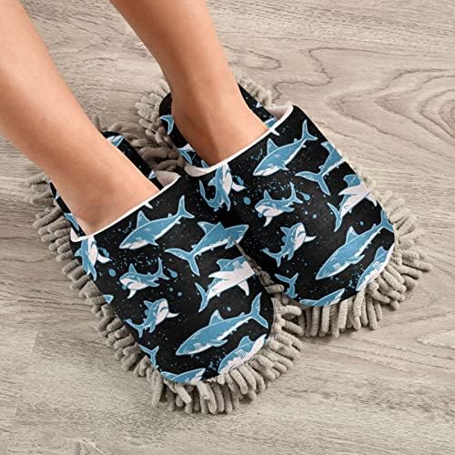 Мекхивер Креативни ајкули црни папучи за чистење на подови за чистење на влечки за жени за прашина од прашина за куќа за куќа