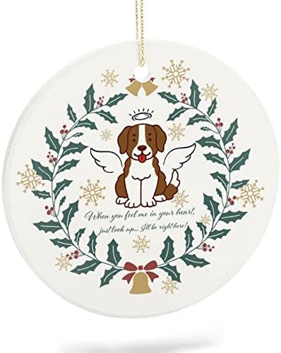 Божиќни спомени украси, керамички кучиња во Британија, што виси украсен украс, двострана декоративна декоративна зачувување за симпатии