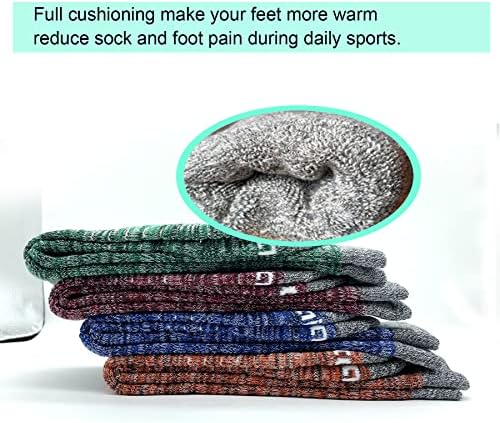 Чорапи за пешачење Батаидис со целосна перниче, подебели, потопло и повеќе дишење на мажи на отворено, кои трчаат чорапи 4 пара чорапи