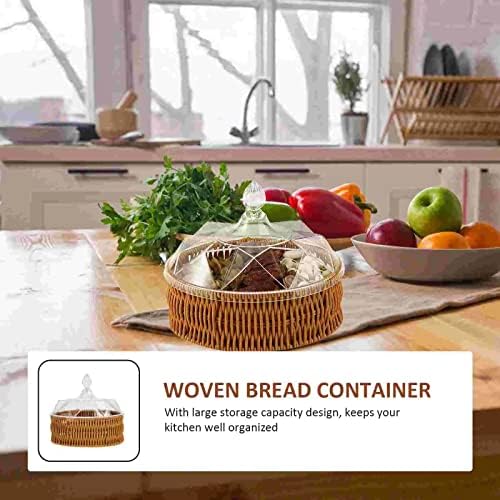 XWWDP корпа овошје плетен леб за складирање на леб, кој служи ткаена лента ратан закуска држач за сад за купола сад за зеленчук