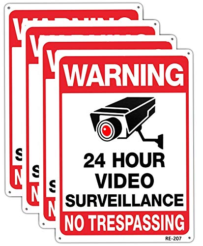 Предупредување безбедносни камери во употреба 24 -часовен знак за видео надзор 10x14 Алуминиум УВ мастило печатено, трајно/водоотпорно