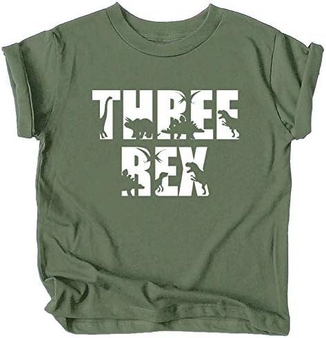 Задебелени Три Рекс Диносауруси 3-Ти Роденден Маици и Раглани За Бебиња Девојки И Момчиња Трет Роденден Облека