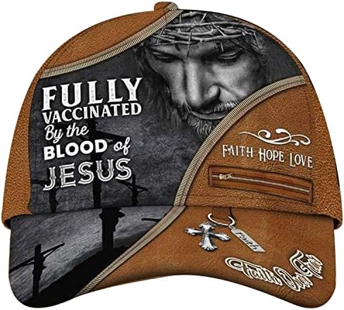 Вера надеж loveубов целосно вакцинирана од крвта на Исус Бејзбол капа Исус Христос Кап Вера надеж loveубов бејзбол капа, разнобојно,