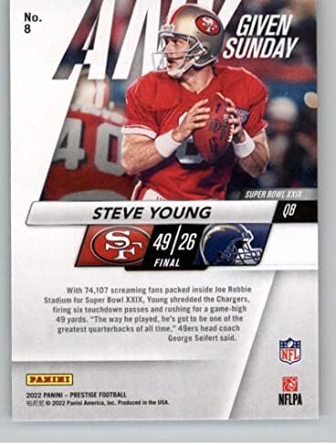 2022 Panini Prestige Секоја дадена недела 8 Стив Јанг Сан Франциско 49ers NFL Football Trading Card