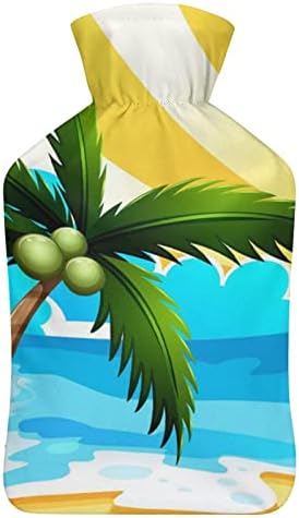 Кокосово дрво плажа шише со топла вода со мека кадифен покрив топла гумена вода торба за вбризгување 1000 мл