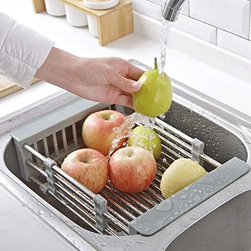ZyzMH Не'рѓосувачки челик Дранче за прилагодување на држачот за раце Функционален кујнски мијалник Организатор зеленчук овошје за сушење сад за