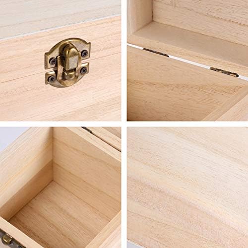 Кутии за пакување на кабилок 2 парчиња недовршени квадратни дрвени кутии DIY занаетчиски дрвени кутии за накит за накит Неизрежана кутија