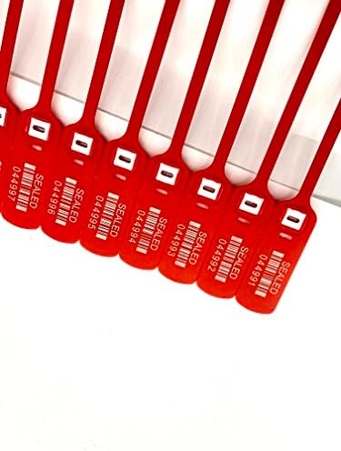 ZWL 500 парчиња црвени пластични приколки заптивки на пластични заптивки за пластични камиони за заптивки Евидентни заптивки за само-заклучување