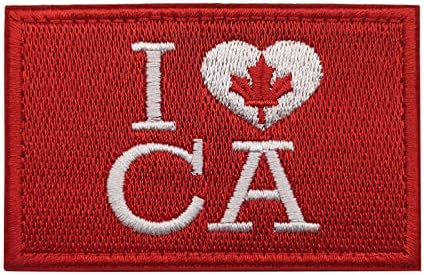 Winkitor 2 PCS Канада знаме тактички морал закрпи извезени канадски лисја од јавор воен амблем кука јамка за армиски значки за униформа капа ранец капачиња за капаци, црв