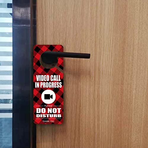 Видео повик во тек Драјорноб закачалка знак на врата карирана шема 3.35 x 8.86-Дистлив едностран 2 пакет за домашна канцеларија во хотелска училница
