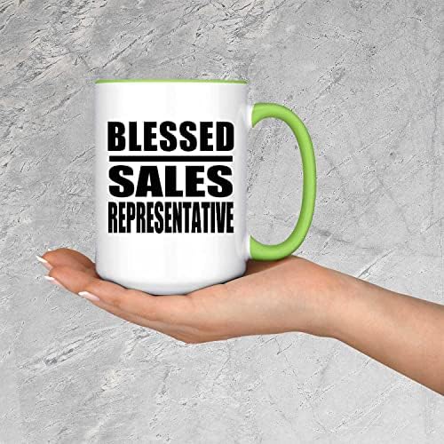 DesignSify Благословен претставник за продажба, 15oz акцент кафе кригла зелена керамичка чаша чај со рачка, подароци за роденденски