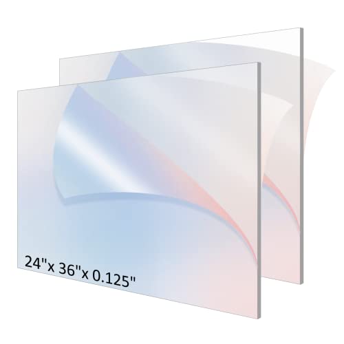Wisyok 2 пакет 24'''x36 '' Акрилен лист, 1/8 '' Дебел плексиглас акрилен знак за занаети, DIY, прикажување на слика, замена на стакло