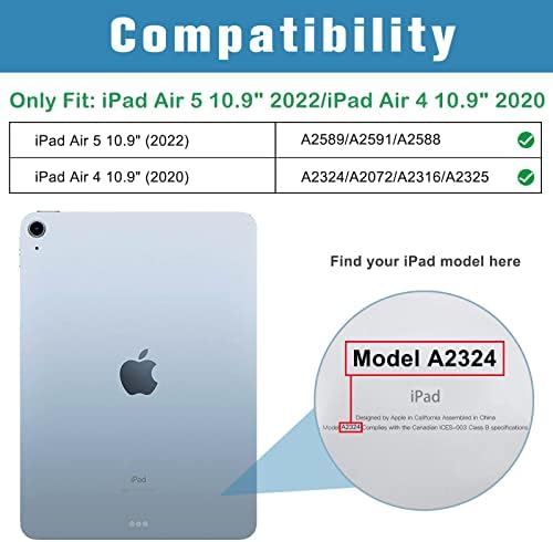 Проказе iPad Воздух 5 Воздух 4 10,9 Инчен Солиден Заштитен Случај, Тежок Случај Отпорен На Удари Со Држач За Моливи За Ipad Air 5-Ти Генерал