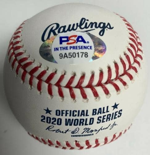 Остин Барнс Потпиша Бејзбол Од Големата Лига 2020 Светска Серија Шампиони ПСА 9А50178-Бејзбол Со Автограм