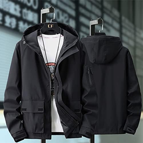 Машки палто ADSSDQ, класичен колеџ јакна со качулка, мажи со долг ракав, полиестерски палта V вратот лабав мек патент101010