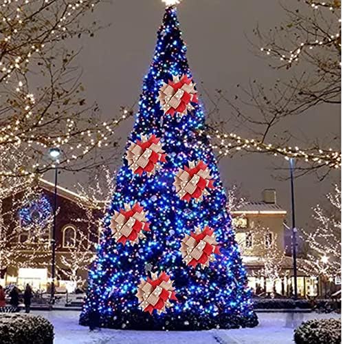 4pcs елка на елка врвот украс за украс, голем лак за елки за елка, лента со ленти, осветлени божиќни топки украси