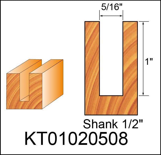 Keentech директно рутер битови со 1/2 Shank, 5/16 Дијаметар на сечење, 1 длабочина на сечење, карбид од C4 одделение, двојно флејта директно за