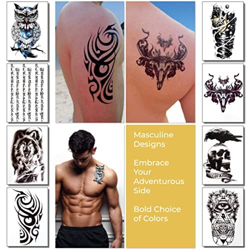 Привремени Тетоважи За Мажи Момци момчиња &засилувач; Тинејџери-Лажни Половина Рака Тетоважи Ракави За Рацете Рамената Градите