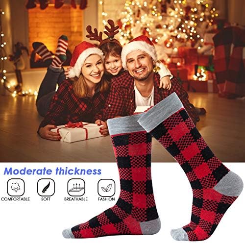 Puseky родител-дете што одговара на семејни Божиќни чорапи Божиќни чешлани памучни чорапи топло зимски пријатни чорапи за тато мама деца
