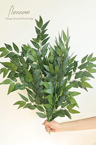 Флорум 5 парчиња вештачко италијанско зеленило Рускус стебла виси виси зеленило спреј Најдобро филер лажни растенија за свадбени