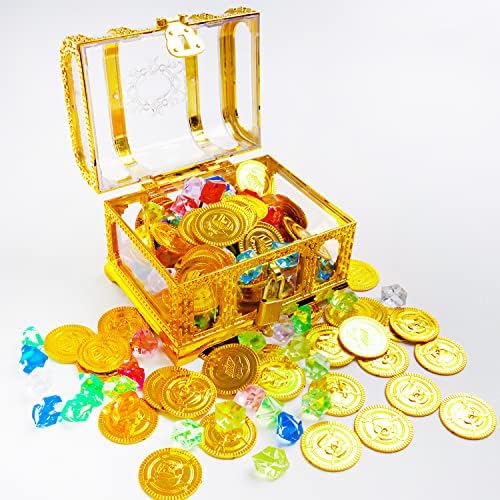 Рилеријан гроздобер Голем пиратски богатство на градите со заклучување на про transparentирни пиратски кутии за собирање кутија за складирање на