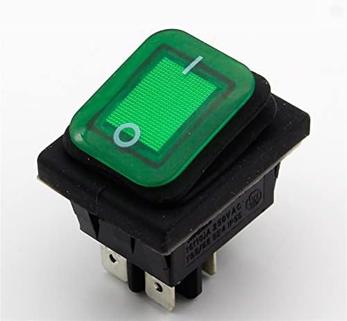 1 парчиња зелена водоотпорна рокерка за вртење на рокери IP55 4pin 2pin 2position AC250V/16A LED осветлен