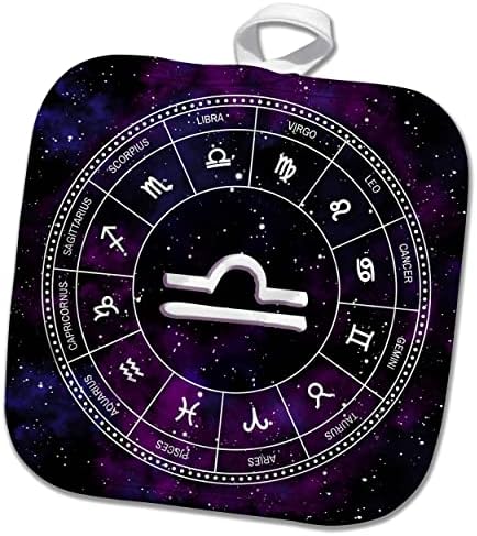 3drose vodiac zodiac знак стилски астрологија подарок. Бели starsвезди, виолетова. - Potholders