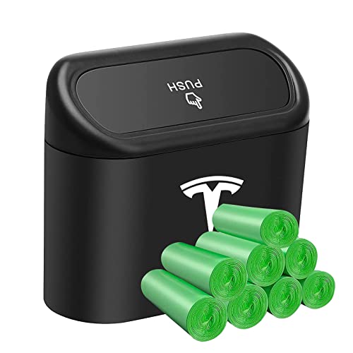 Камен за ѓубре Кикимо Тесла со 8 ролни торби за ѓубре, Mini Tesla Model 3/Y/S/X додатоци, кутија за складирање на отпадоци за отпадоци