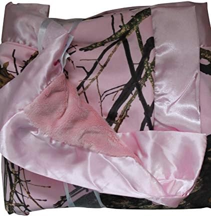 Mossy Oak Bu Pink Camo Baby Baby, супер мек картенс микрофур назад и сатен, лак, новородено розово ќебе за подарок за маскирна