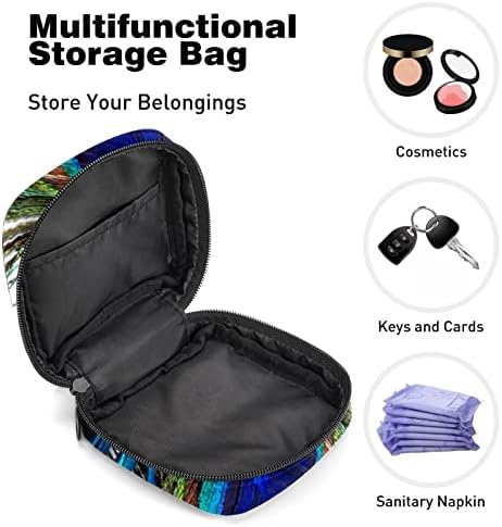 Санитарна торба за складирање на салфетки, торбичка за подлога, торбичка за подлога, мала торба за шминка, шема на пердуви од паун