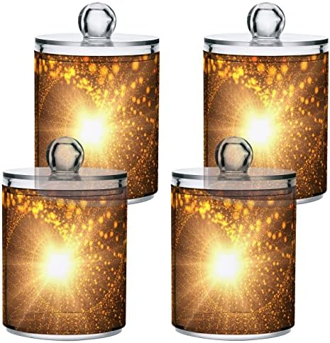 Yyzzh Gold Goldter Sparkle Fireworks Spiral Galaxy Print 4 Pack QTIP држач за држач за памук за памучни плочи од тркалење на топката FLOSS FLOSS