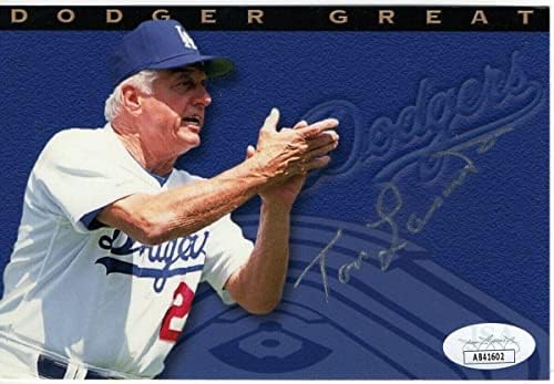 Томи Ласорда потпиша автограм 4x6 Фото Лос Анџелес Доџерс размачкана JSA AB41602 - Автограмирани фотографии од MLB