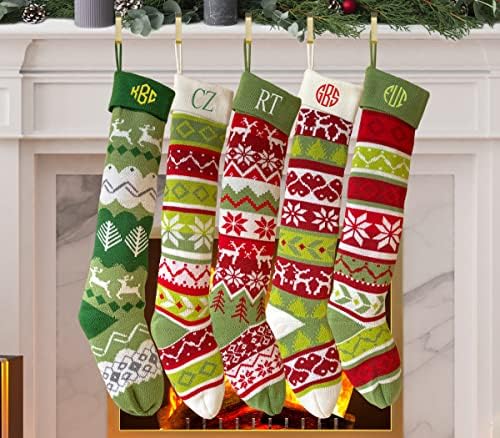 TeeaMore Custom Crustom Christmas Stocking персонализирано Божиќно порибување со име на сопствено име на порибување висечки хосма чорапи